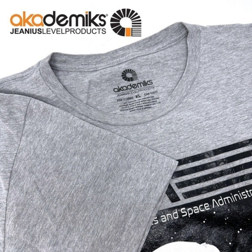 Akademiks NASA Short Sleeve T-Shirt‎ - Heather Grey - Cotton/Poly Blend - XL